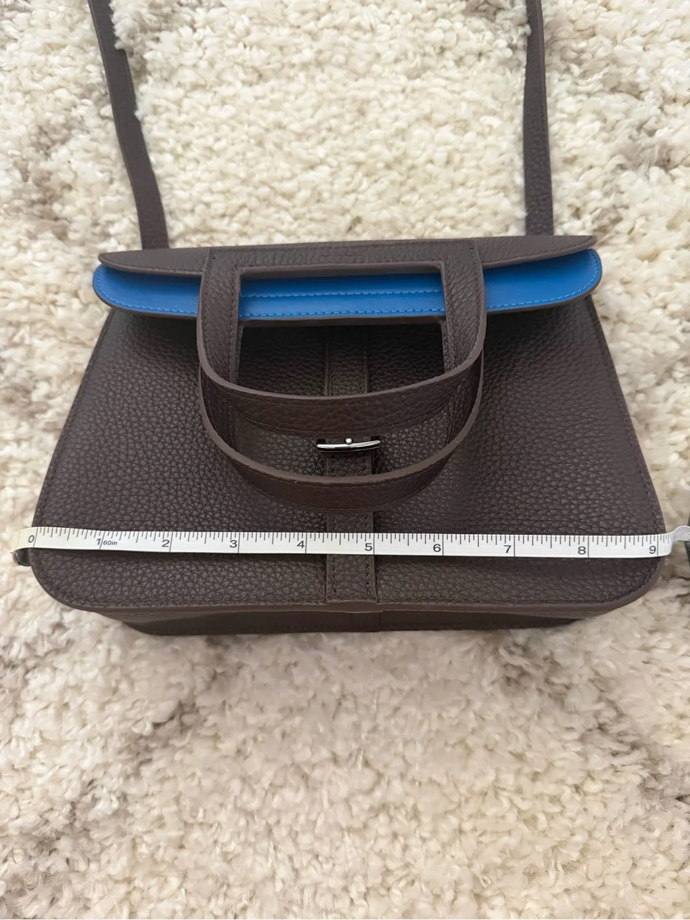 Ebene Brown and Blue Verso Leather Crossbody Mini Bag